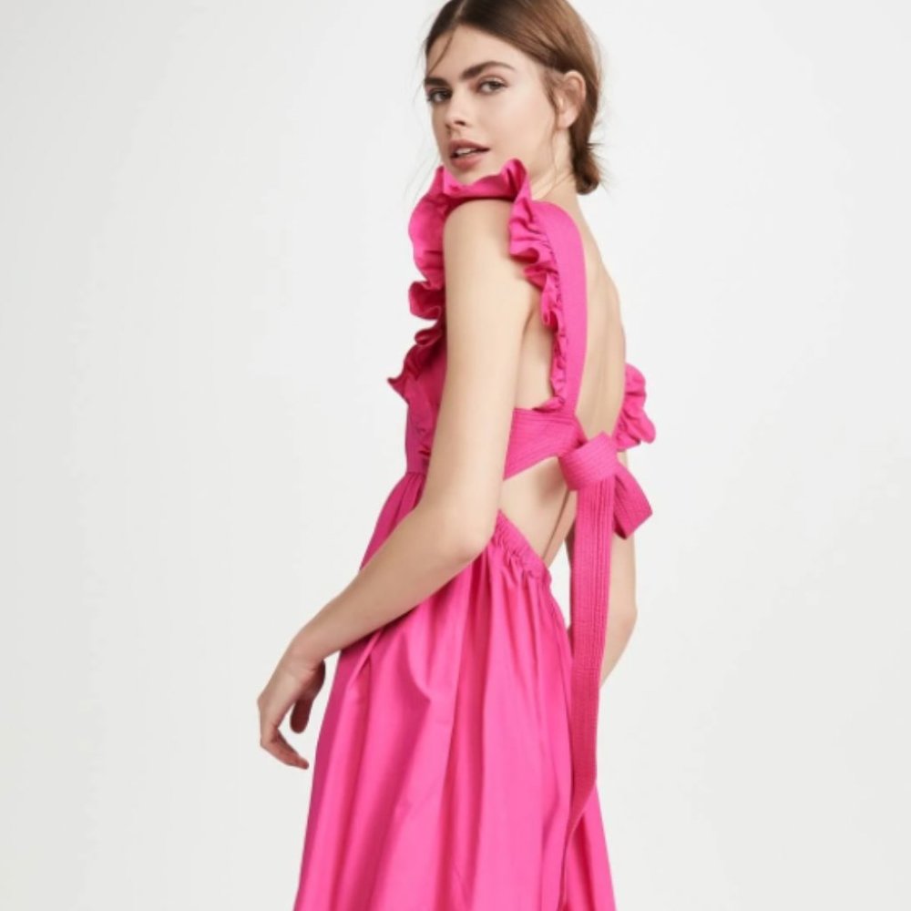 Self-Portrait Fuchsia Cotton Poplin Maxi Dress